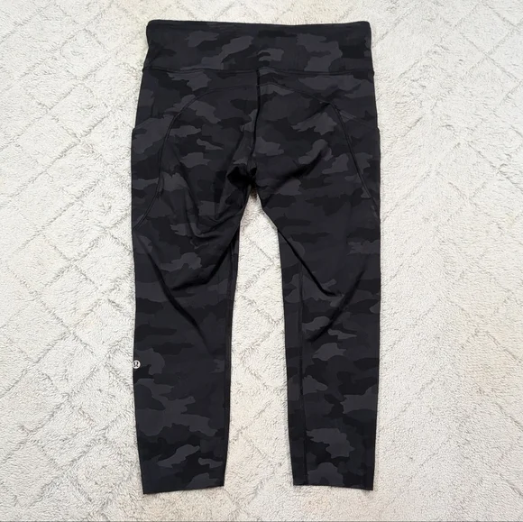 Lululemon Leggings Womens 12 Gray Incognito Camo Fast Free Hi Rise Crop 23” - Picture 9 of 12